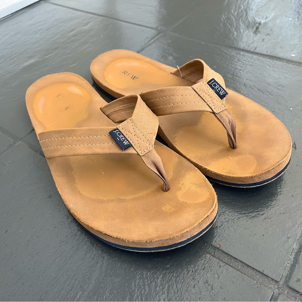 J. Crew Tan Sandals with Suede Straps and Contoured Footbed size 10 men’s